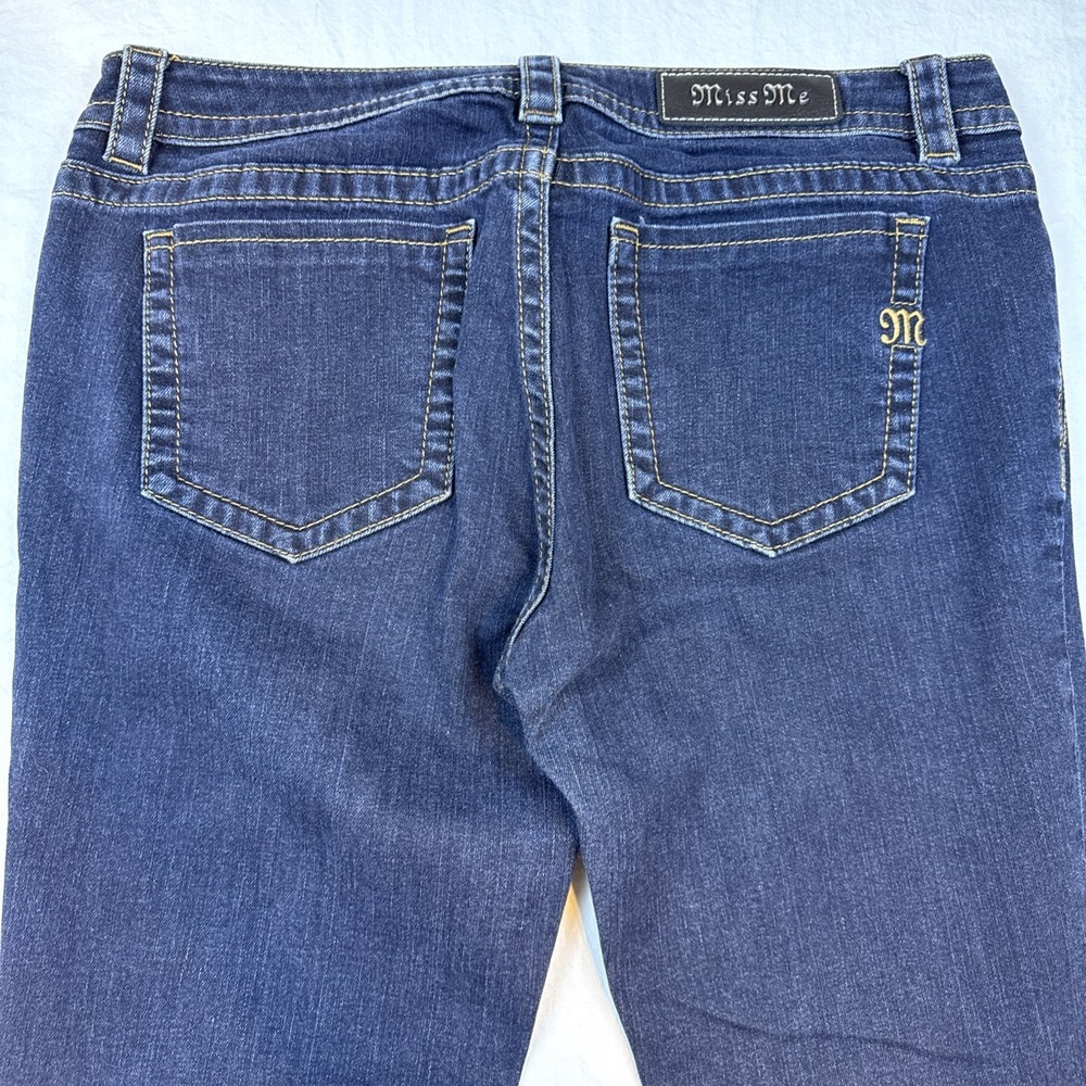 Miss Me JEANS WOMENS 32 SKINNY SIMPLE DARK WASH THICK STITCH WHISKERING‎